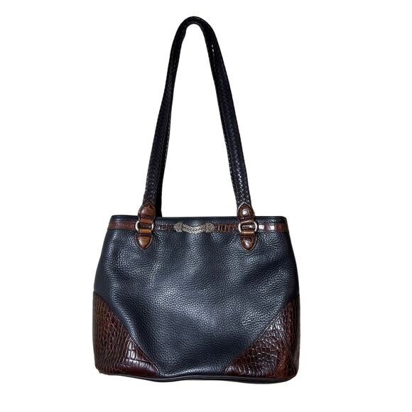 Brighton Handbags - Brighton Classic Brown Croc and Black shoulder bag
